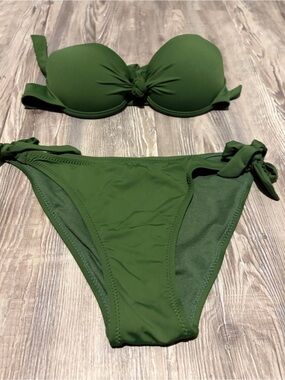 Olive Green Tie-Side Bikini Set